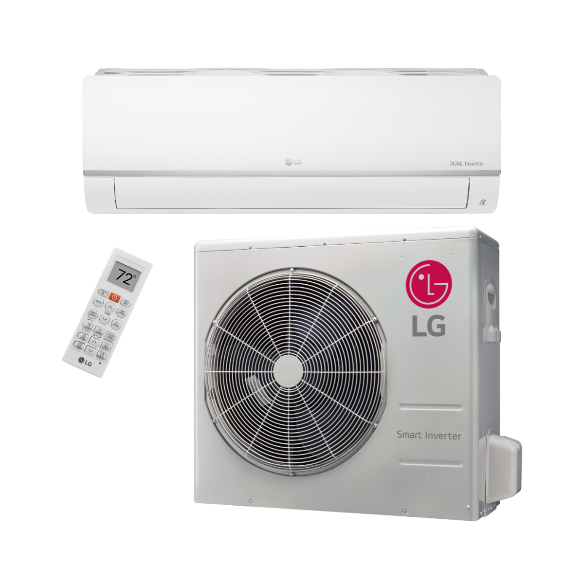 LG 18,000 BTU 18 SEER2 Single Zone Wall Mounted Mini Split System (R32), KNSAE181A (IDU) / KUSAE181A (ODU)