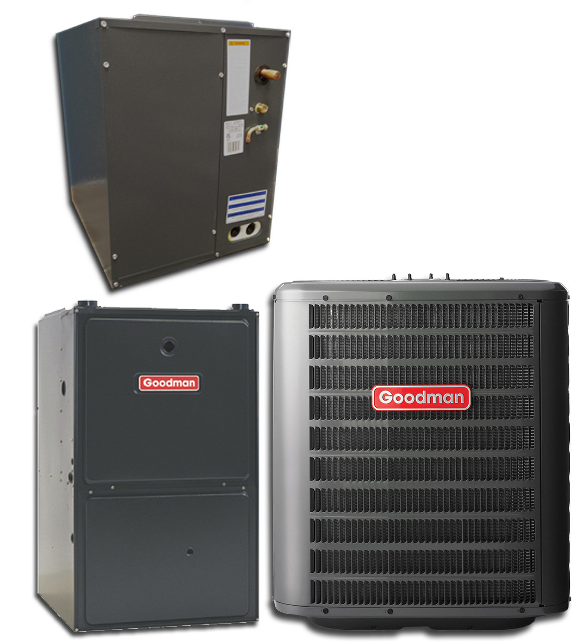 2 Ton Goodman 15.2 SEER2 80% AFUE 80K BTU Single Stage Gas Split GLXS4BA2410, GR9S800803B, Cased Coil
